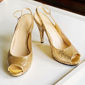 Nine West gold glitter sling backs women’s size 12